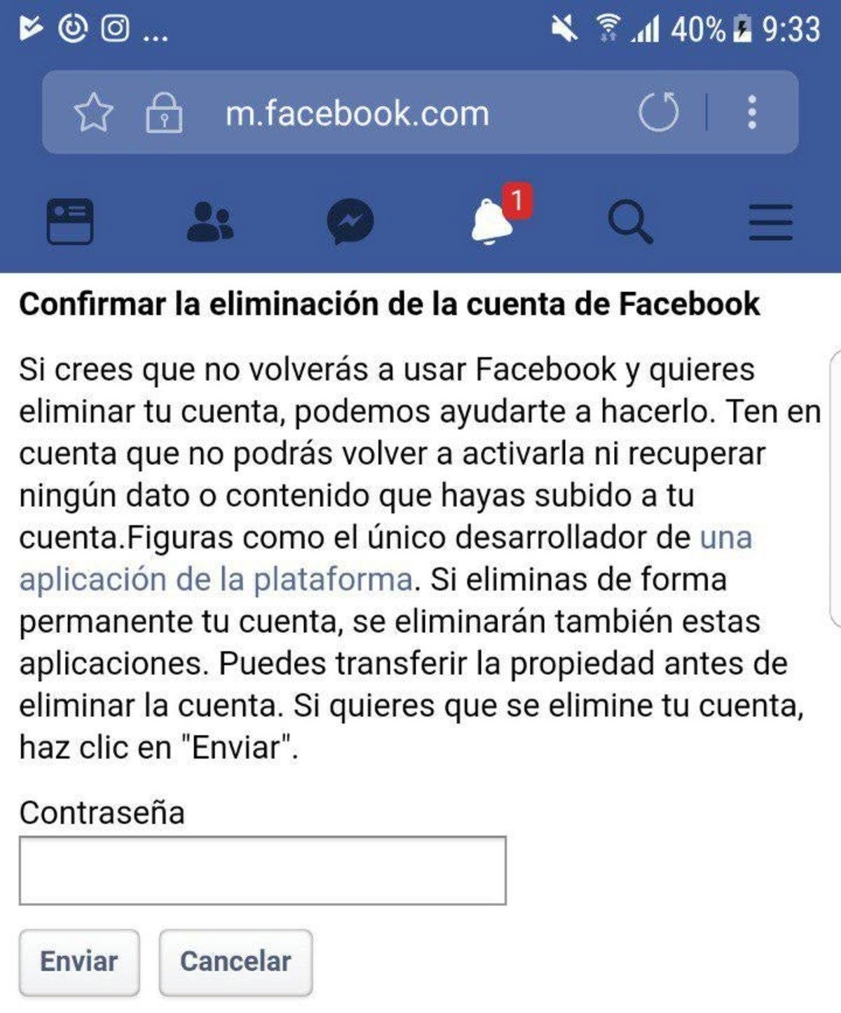 eliminar facebook