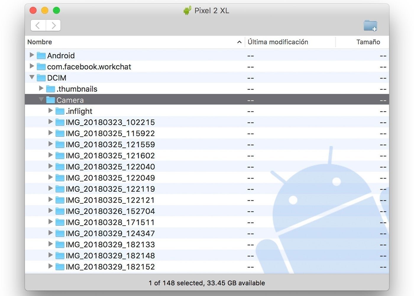 Pasar datos a Android nuevo en Mac