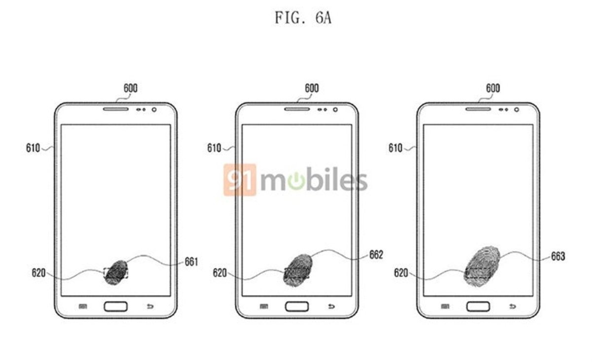 Samsung patente lector huellas bajo pantalla note 9