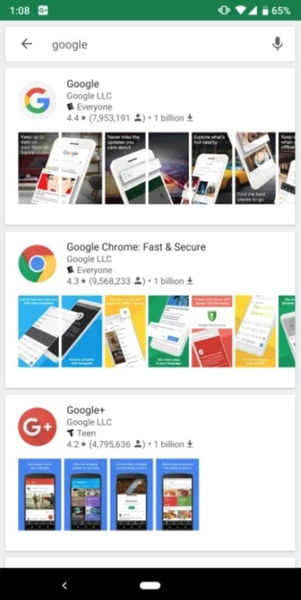 Google Play prueba nuevo diseño para las búsquedas