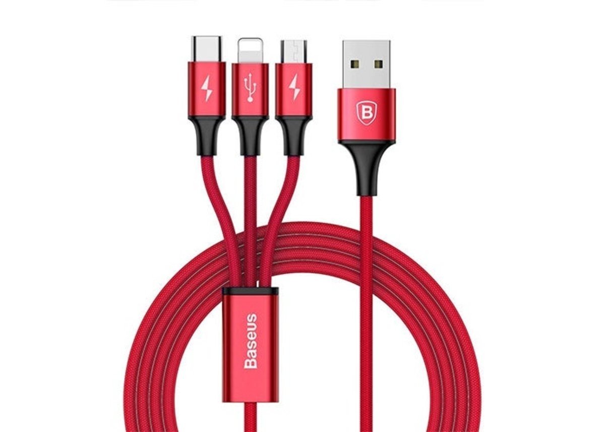 Este cable tiene salida USB tipo C, micro USB y Lighting, admite carga rápida y vale 10€