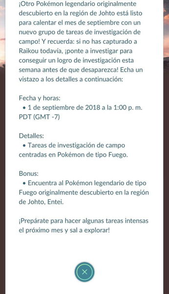 Cómo capturar a Entei en Pokémon GO