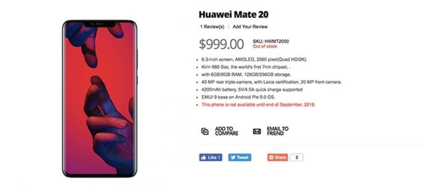 El diseño y especificaciones del Huawei Mate 20 vuelven a filtrarse