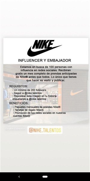 No, ADIDAS Nike no están buscando en Instagram para mandarles ropa gratis