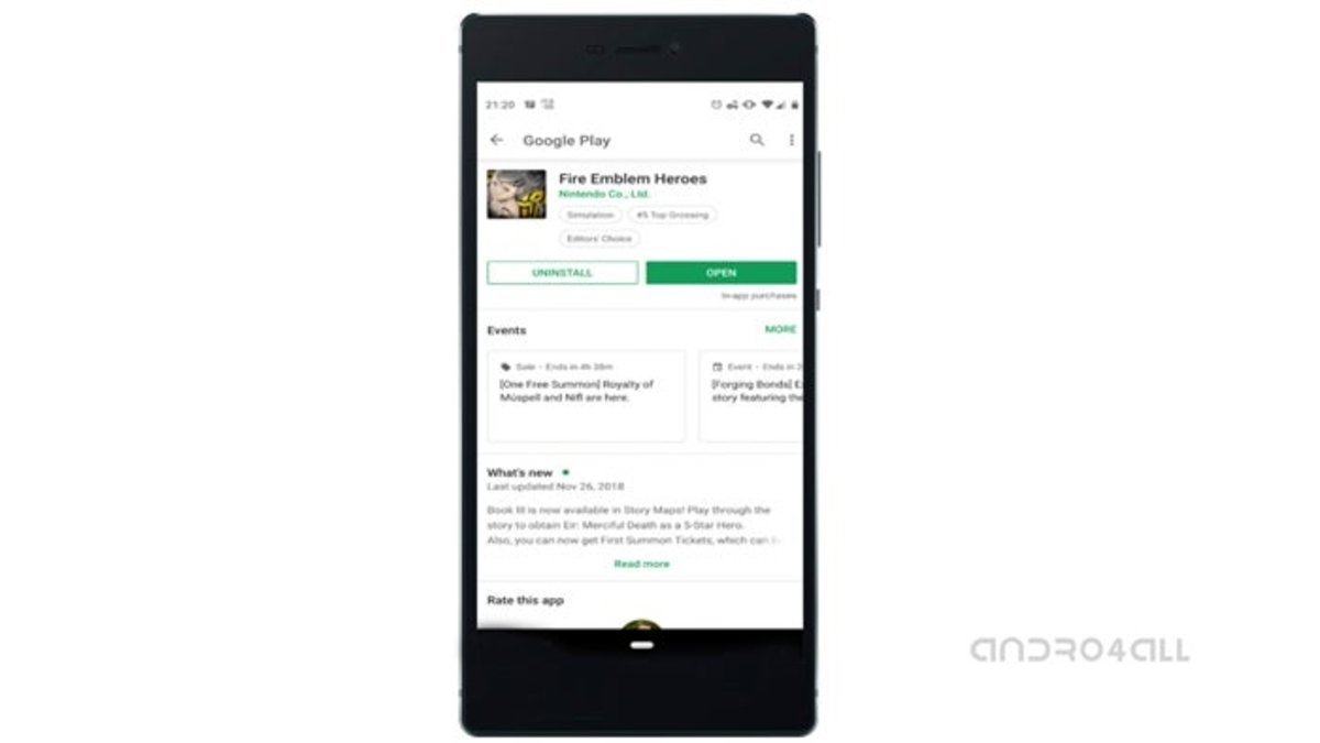 Google Play, nuevas tarjetas de evento