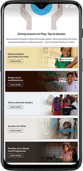 Ya puedes donar a organizaciones sin ánimo de lucro con tu móvil a través de Google Play