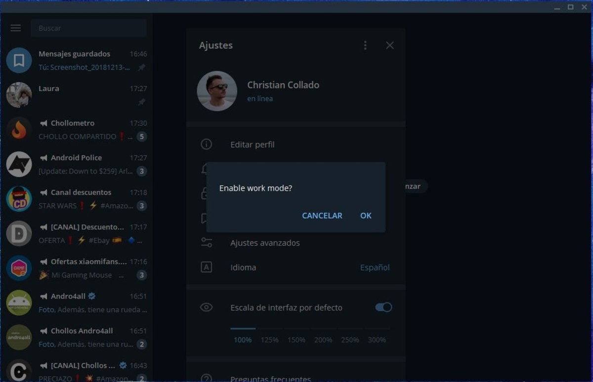 Ocultar chats en Telegram