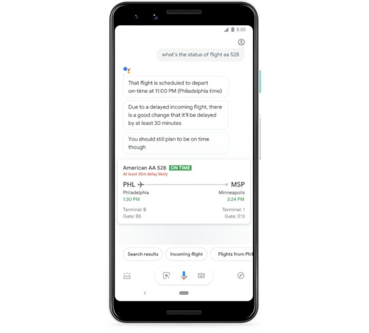 Google Assistant brinda infomación sobre estado de los vuelos y sus retrasos