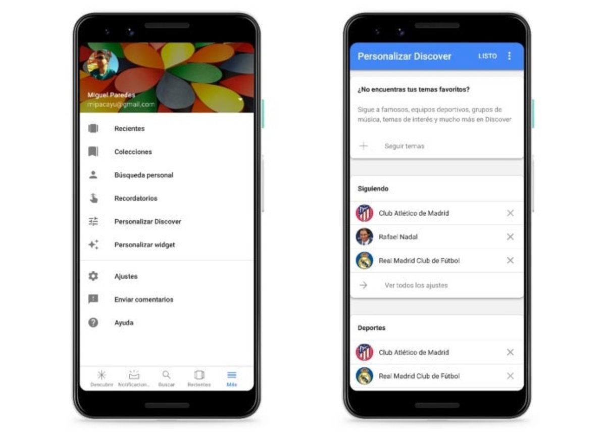 Personalización en Google Discover