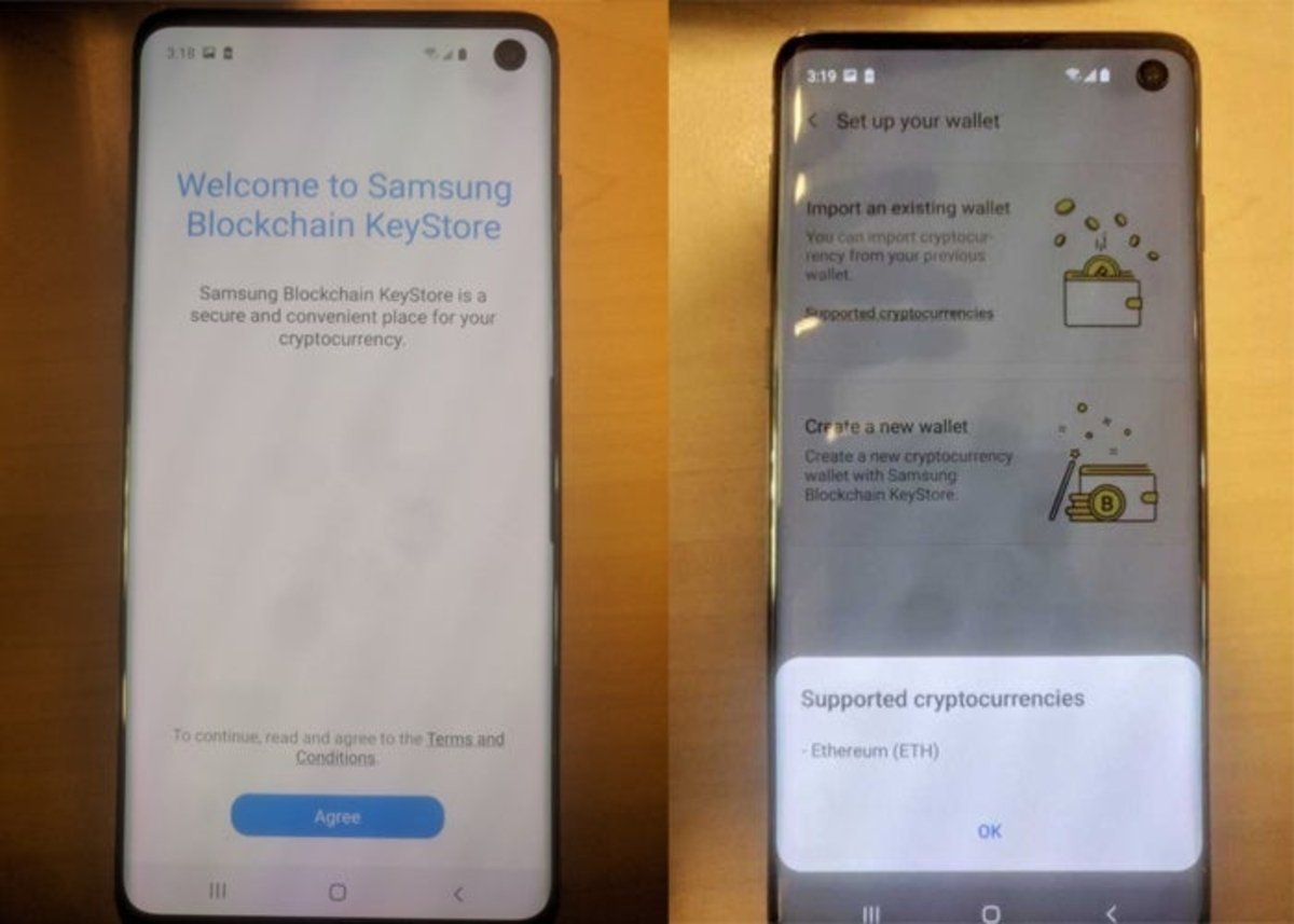 Unas imágenes del Samsung Galaxy S10 filtran su pantalla y su monedero de criptomonedas