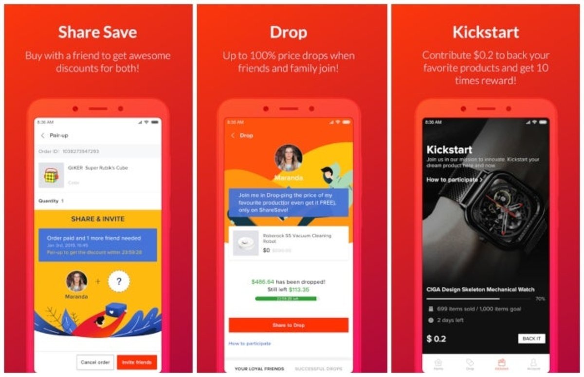 Xiaomi ShareSave app de comercio electrónico
