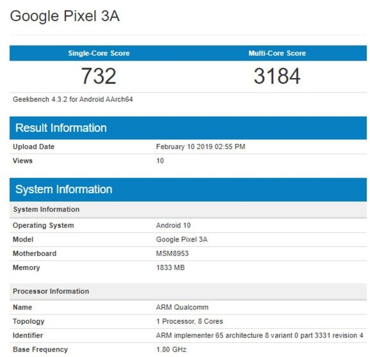 Google Pixel 3 de gama baja se deja ver por Geekbench