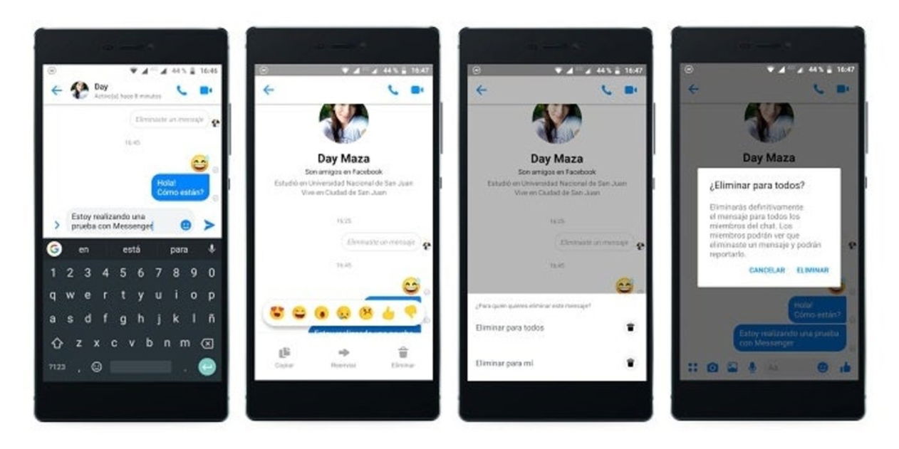 Desde hoy Facebook Messenger te permite borrar mensajes enviados