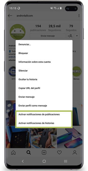 Cómo activar las notificaciones de publicaciones en Instagram de cuentas que sigues