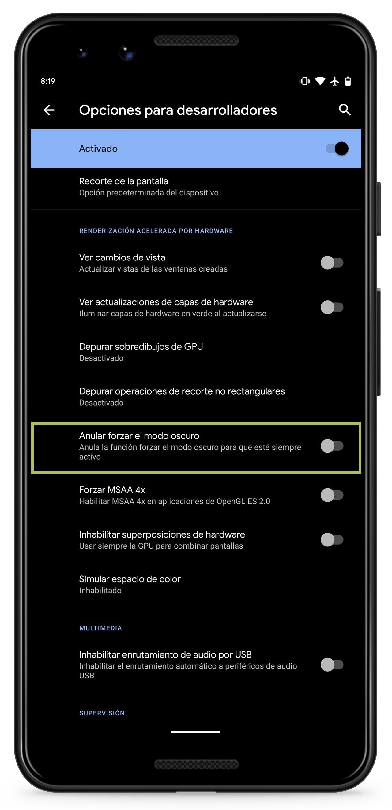 Cómo activar el modo oscuro en Android 10 Q
