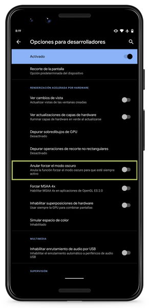 Cómo activar el modo oscuro en Android 10 Q