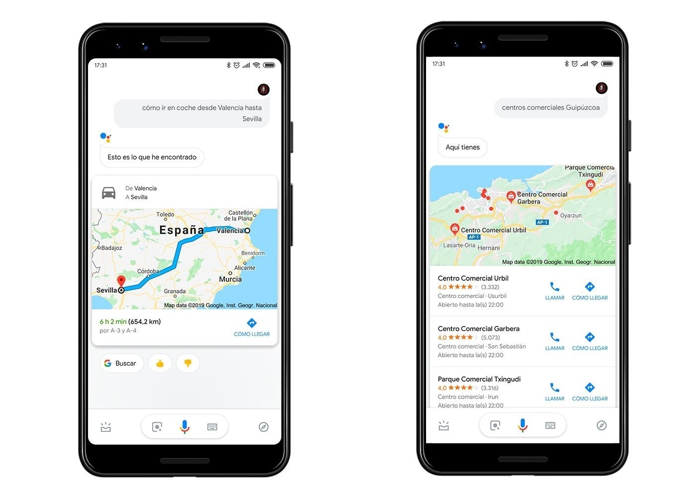 Indicaciones rutas Google assistant