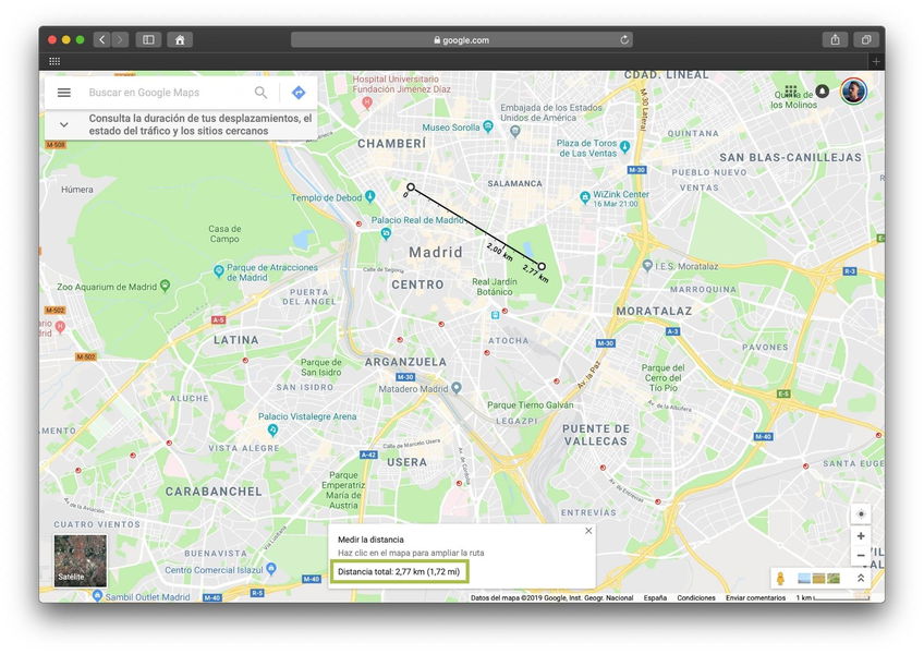 Cómo medir distancias entre dos puntos con Google Maps