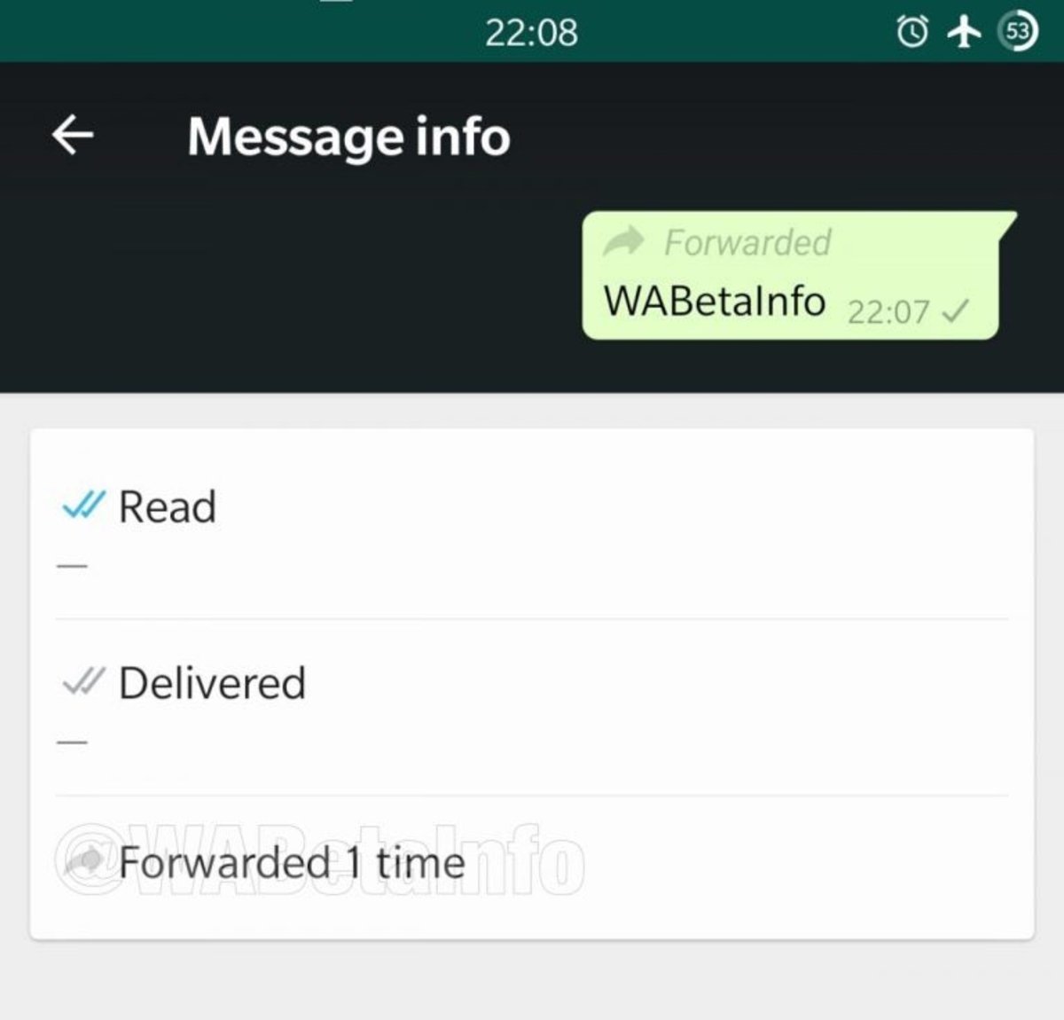 WhatsApp Android información mensajes reenviados