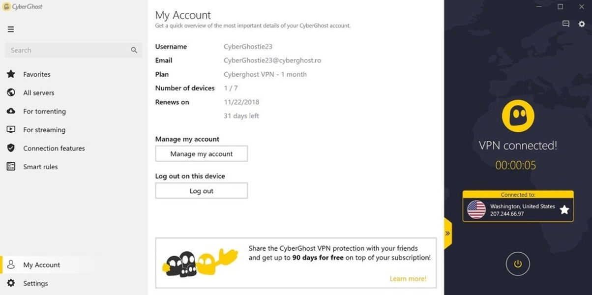 Rendimiento y seguridad: dos palabras para describir CyberGhost, uno de los servicios VPN más completos y potentes