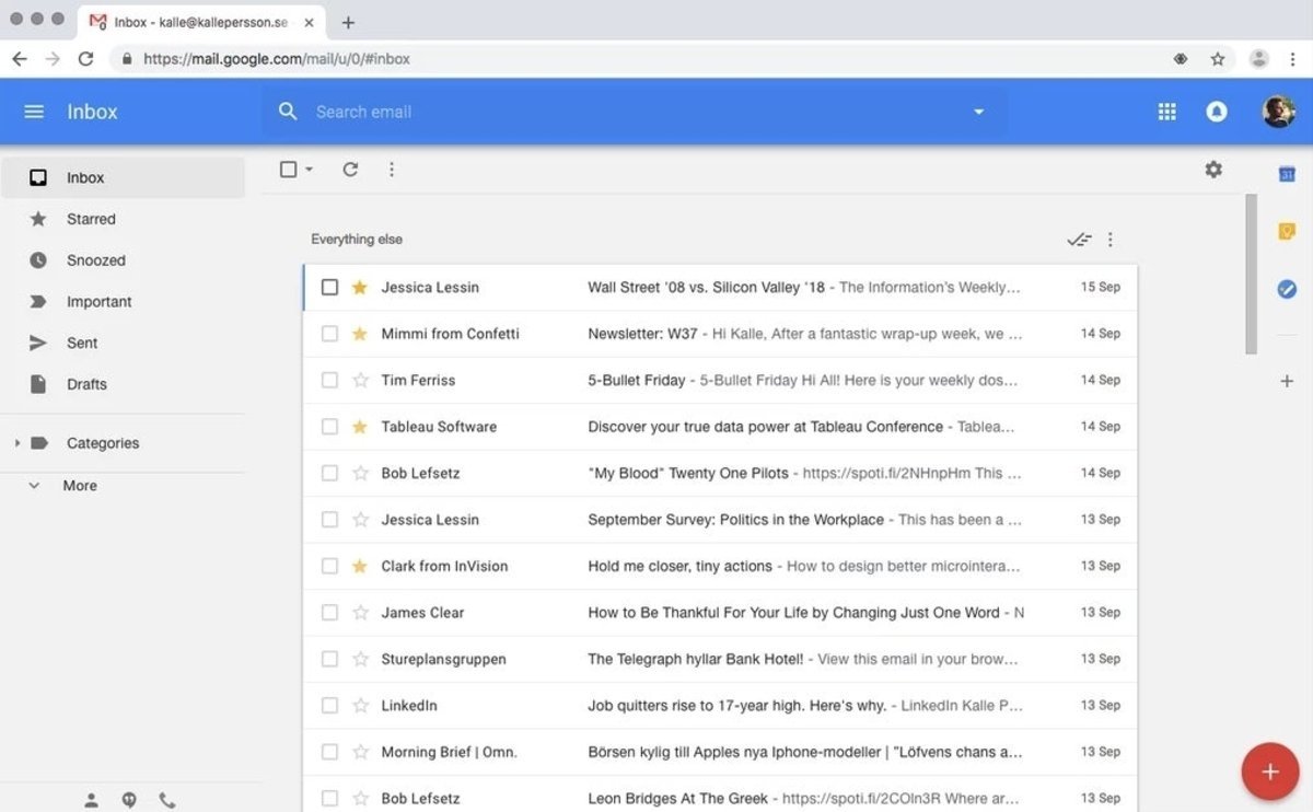 Diseño de Inbox en Gmail