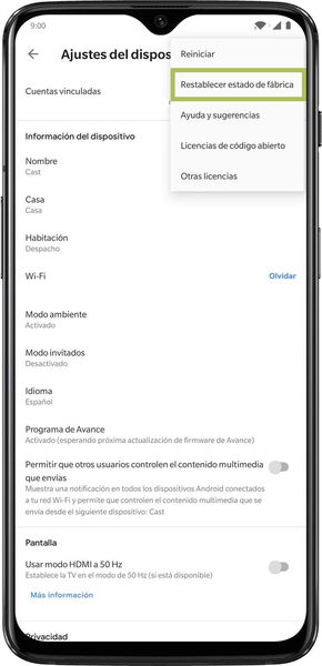 Cómo restablecer los datos de fábrica de tu Google Chromecast