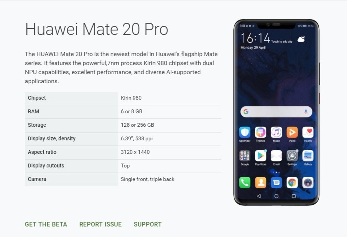 Mate 20 Pro comaptible Android Q