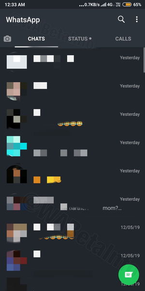 El tema oscuro de WhatsApp se llama "Modo Noche", y se deja ver en nuevas capturas de pantalla