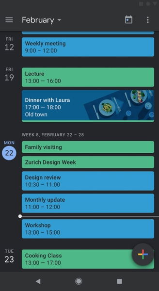 La aplicación de Calendario de Google para Android ya tiene tema oscuro