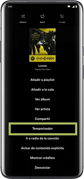 Cómo configurar el temporizador de Spotify en Android para que la música se detenga automáticamente