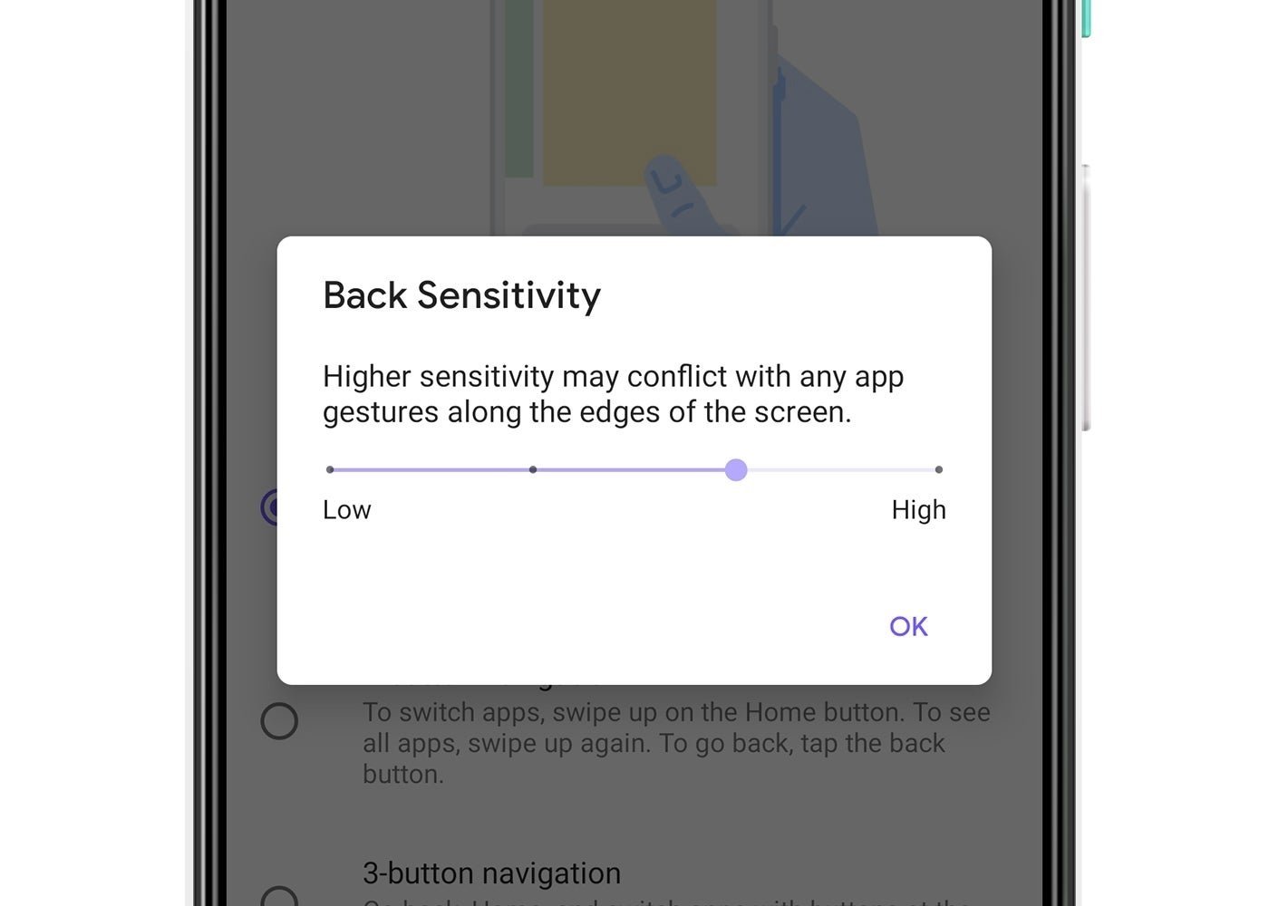 Back Sensivity en Android Q beta 5