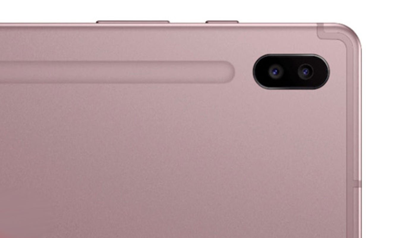 Samsung Galaxy Tab S6, camara doble en color rosa