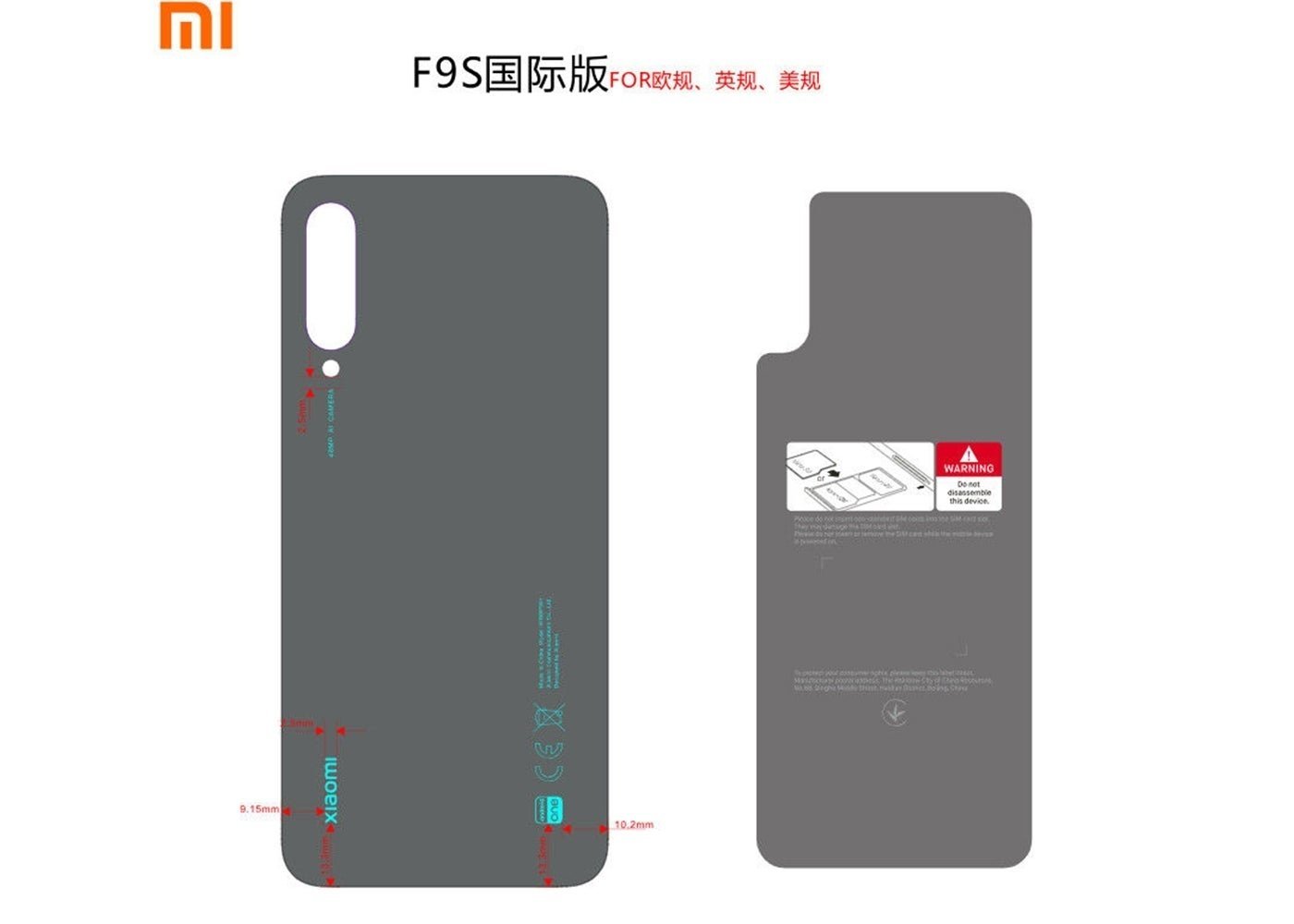 Xiaomi Mi A3 FCC