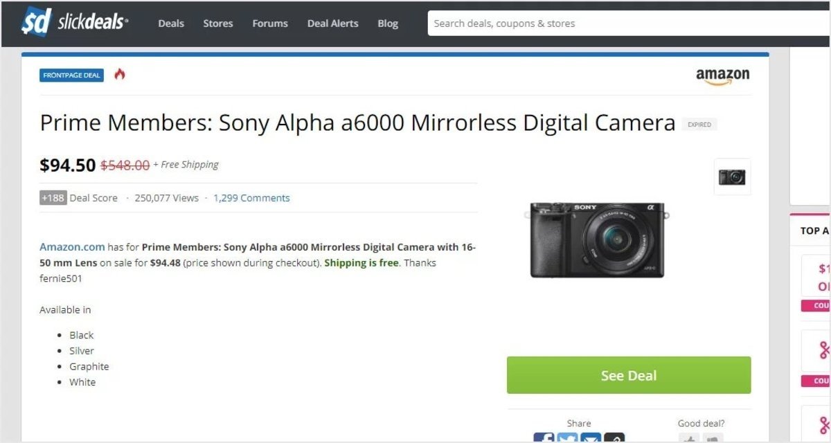 Sony error precio cámaras