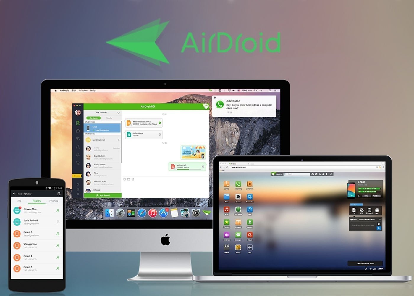 AirDroid para Android, control remoto