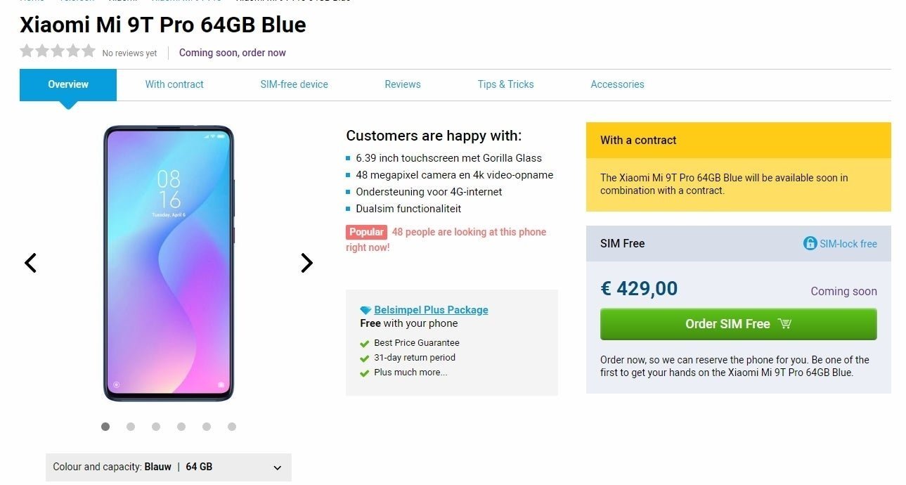 Xiaomi Mi 9T Pro a la venta en Europa