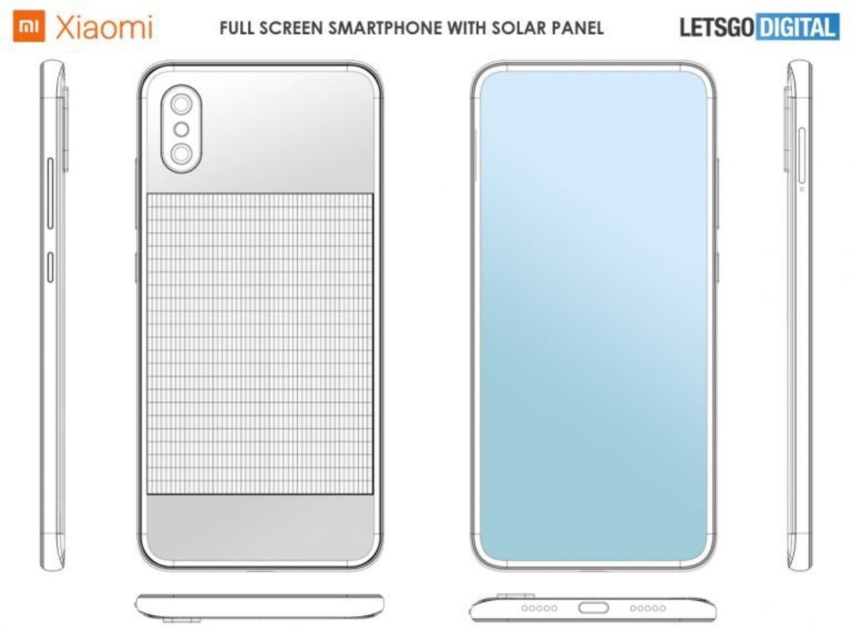 Xiaomi móvil que se carga con energía solar patente