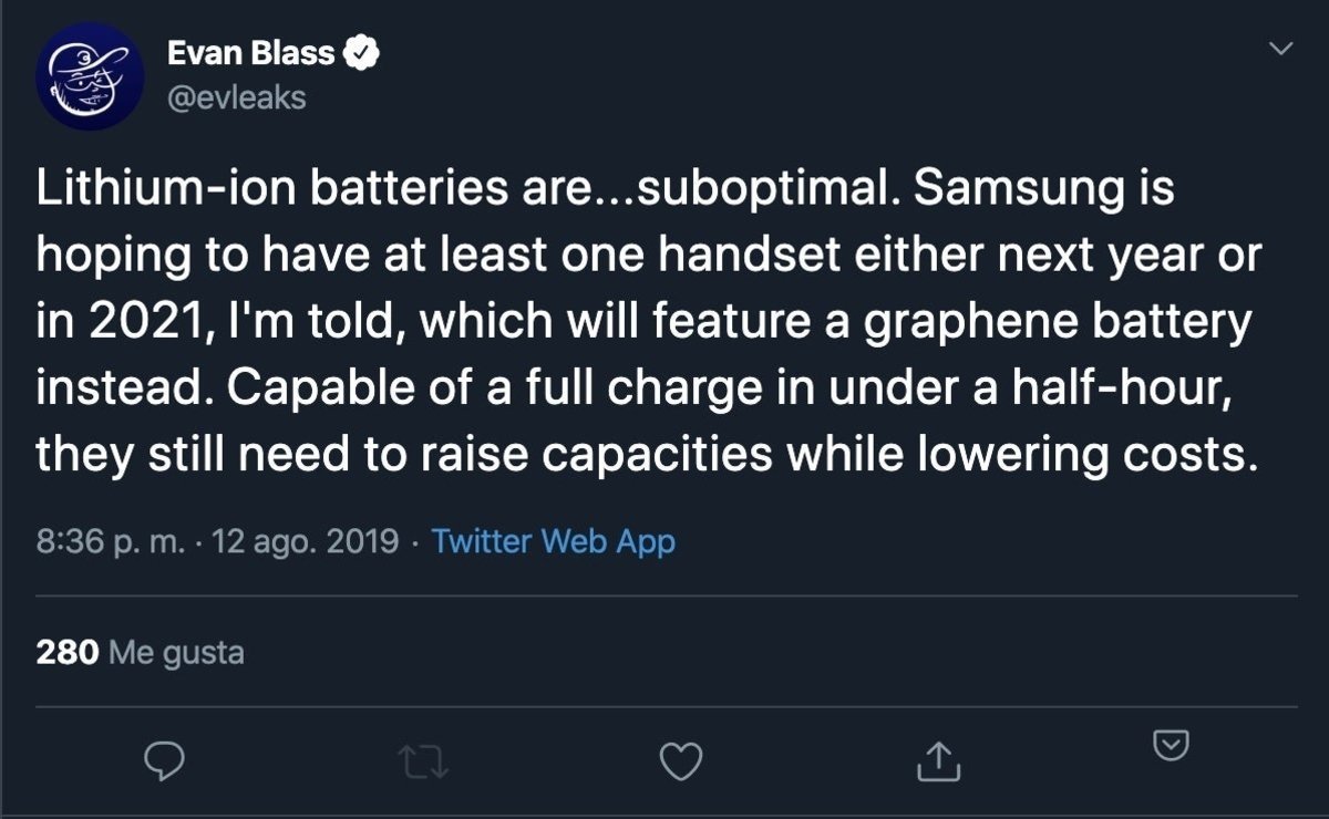 Samsung lanzaría en 2020 su primer móvil con batería de grafeno