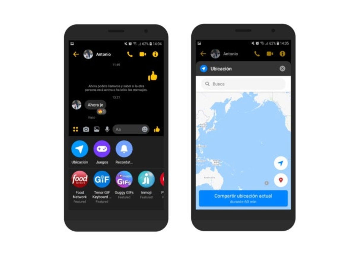 Compartir ubicacion en Facebook Messenger