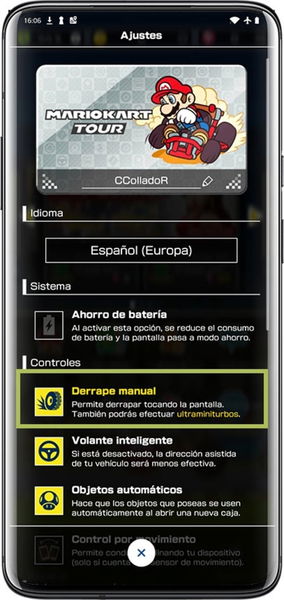 Cómo activar el modo de derrape manual en Mario Kart Tour y hacer ultraminiturbos