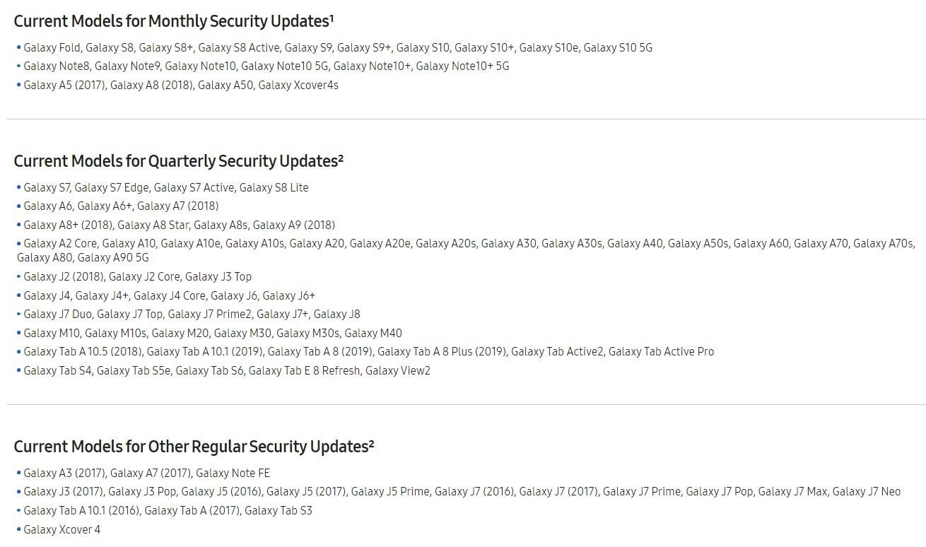 Samsung deja a tres de sus móviles sin actualizaciones de seguridad