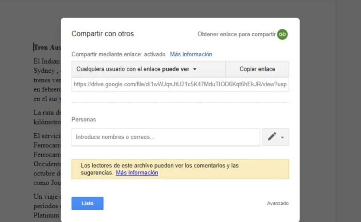 Compartir documentos de Google por enlace