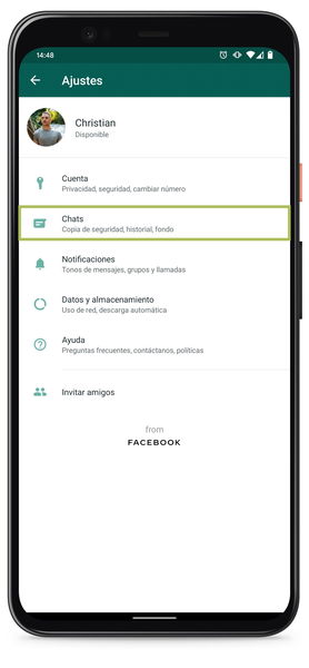 Abrir ajustes de chat de WhatsApp