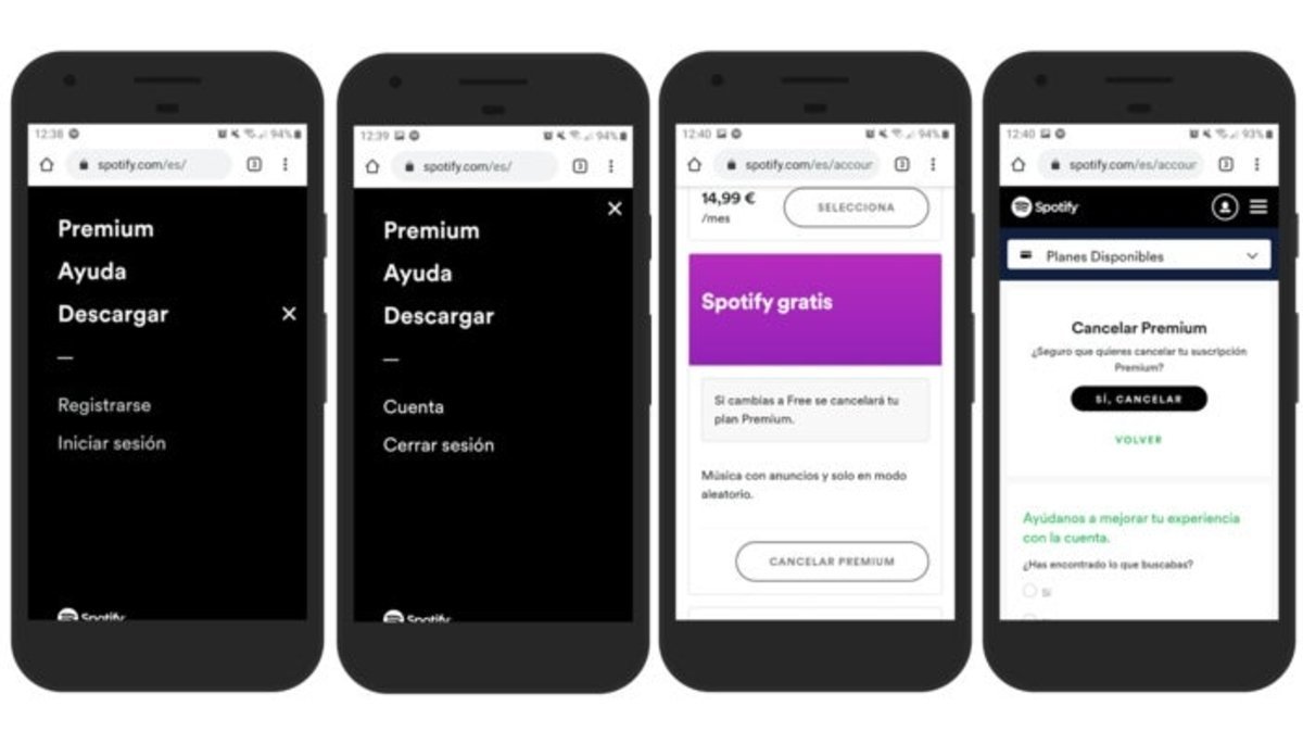 Dar de baja Spotify Premium en Android