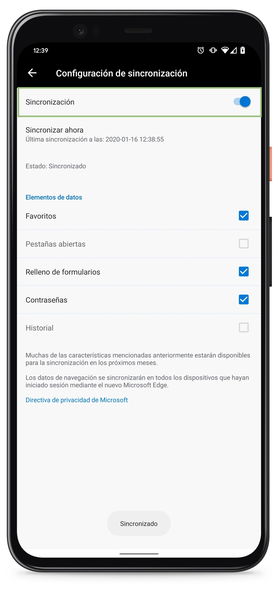 Cómo sincronizar Microsoft Edge para Android con el nuevo Microsoft Edge para escritorio