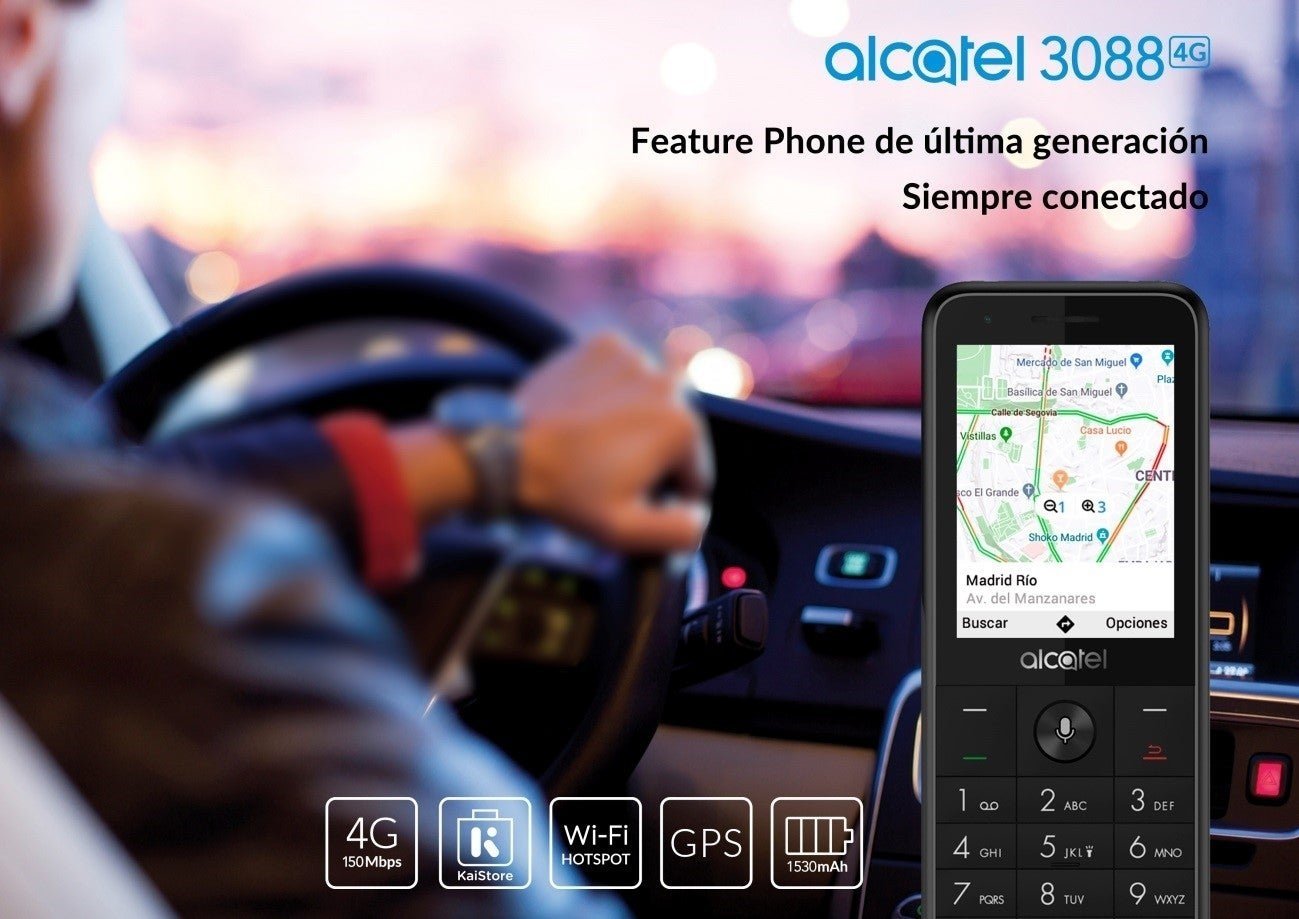 El Alcatel 3088 es un 'feature phone' con 4G, apps de Google y WhatsApp