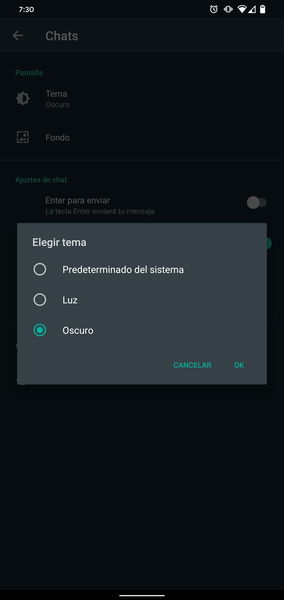 WhatsApp da la bienvenida al modo oscuro, aunque solo para algunos usuarios