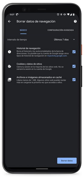 Cómo borrar caché, cookies e historial de Google Chrome para Android