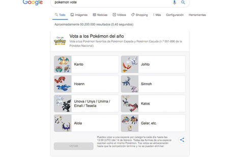 Google quiere que elijas al Pokémon del año: ¡vota con tu móvil!