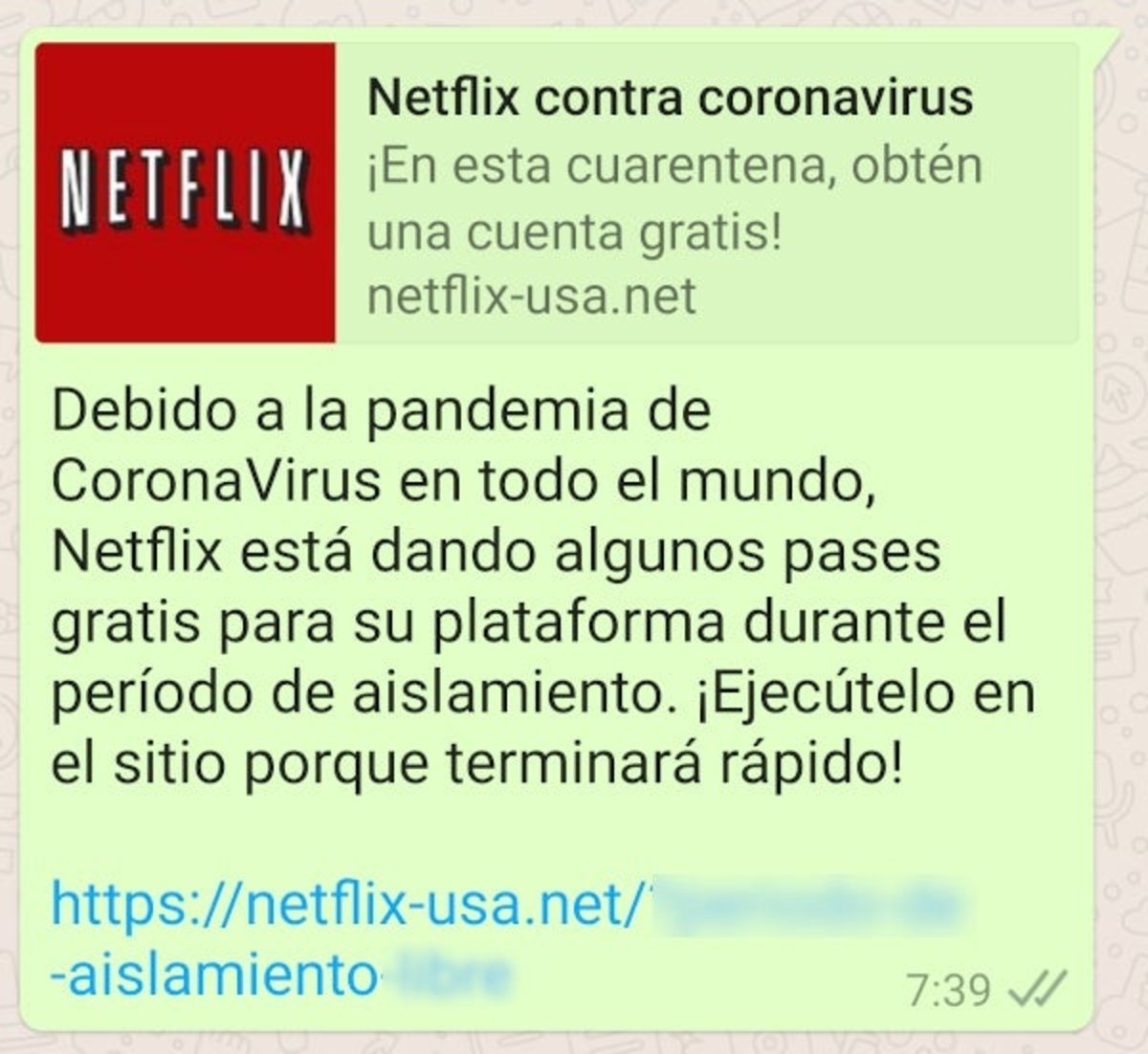 Netflix estafa coronavirus